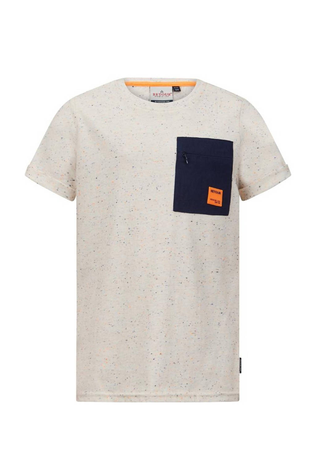 Retour Jeans T-shirt Mika met backprint lichtgrijs melange/donkerblauw