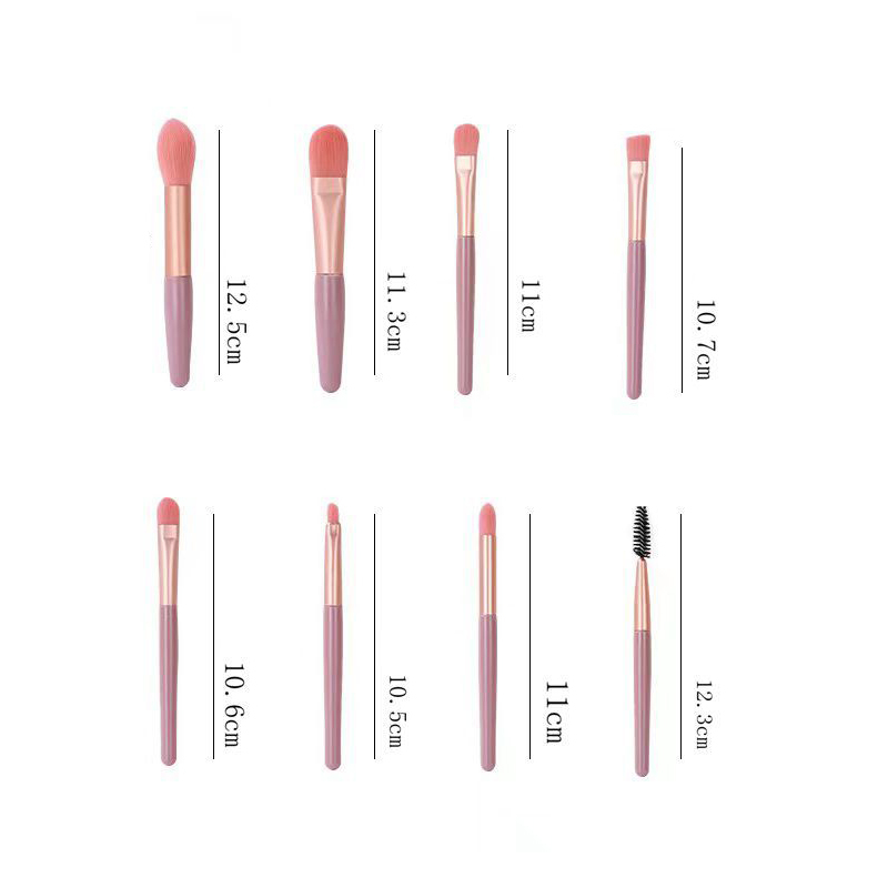 (9-tlg. Set) Mini Beauty Make Up Reise Pinsel Set mit Aufbewahrungstasche - Rosa