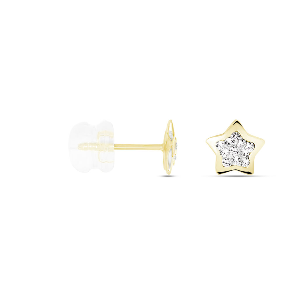 Boucles D'oreilles Puces Elais Etoile 0 Or Jaune Strass