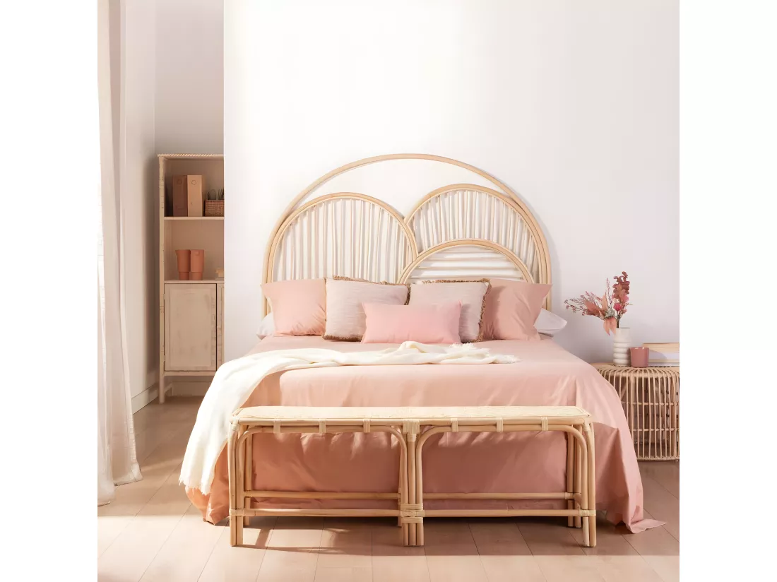 Tête de lit double en rotin naturel 163x134 cm-Samy
