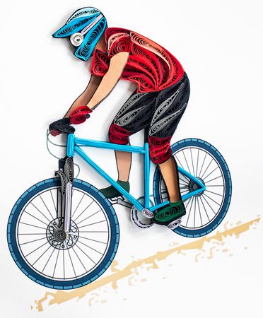 PAPER QUILLING KARTE MOUNTAINBIKE  blau