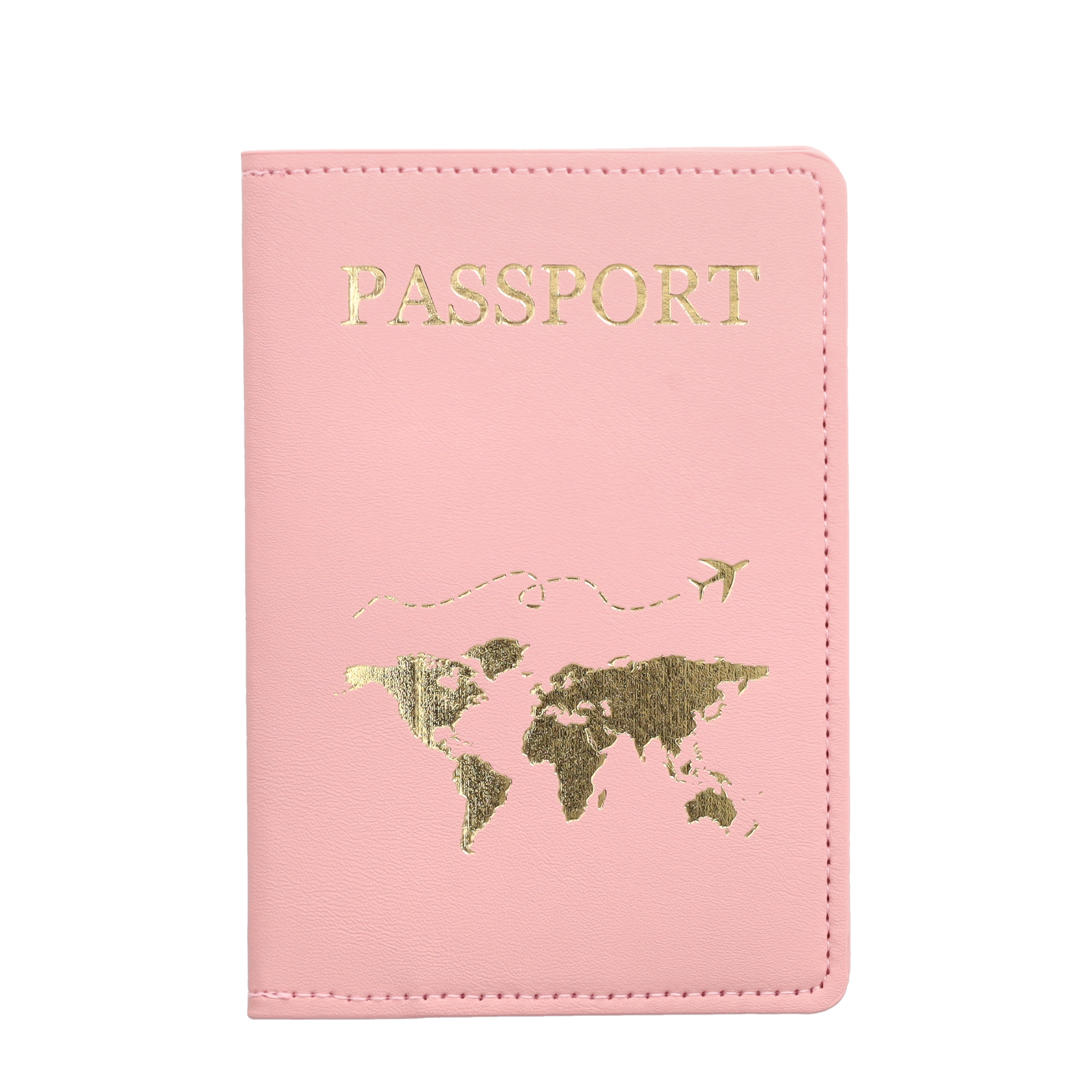 (2-tlg. Set) Reisepass Leder Schutzhülle Kofferanhänger mit Adressschild - Rosa