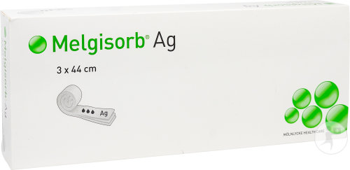 Melgisorb Ag Pansement Alginate Antimicrobien 3x44cm Pièces 10
