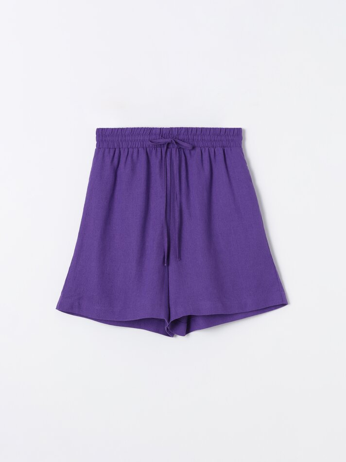 Calções de linho - Roxo escuro