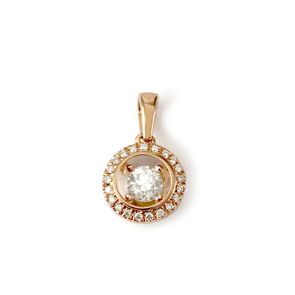 Pendentif or 375 rose rond diamants