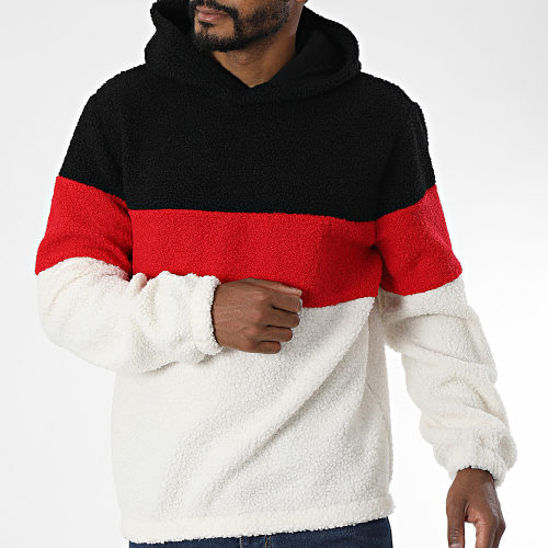 Sweat Capuche Fourrure F22214 Blanc Noir Rouge