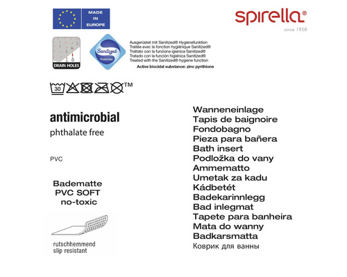 Spirella Riverstone douchemat, 57 cm, wit