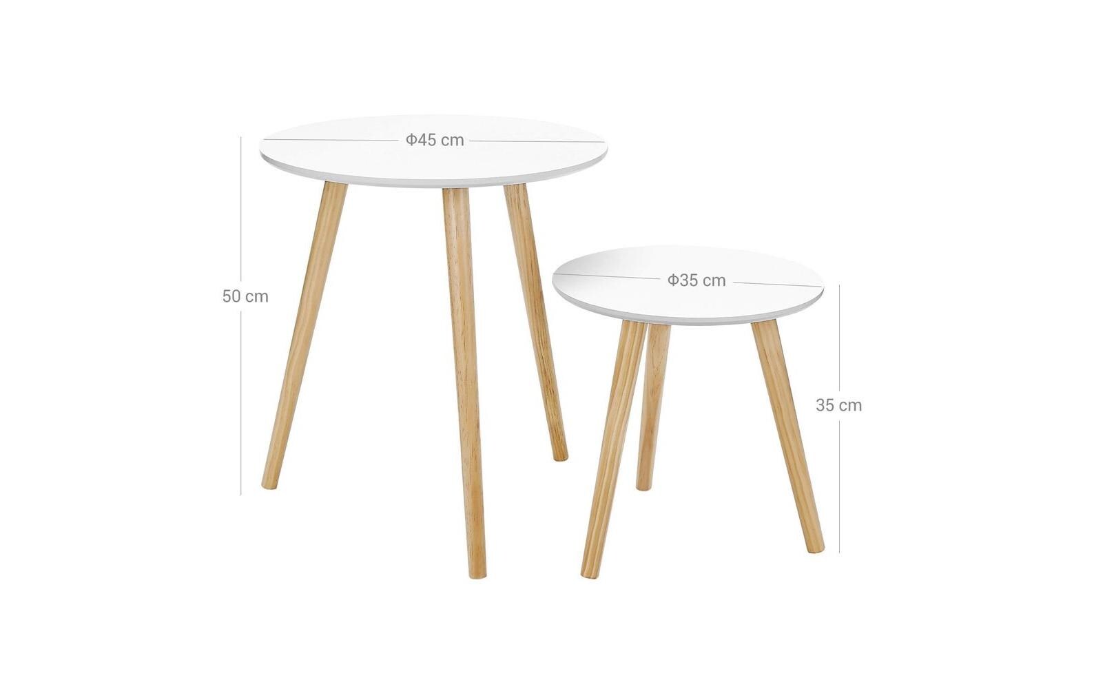 Beistelltisch 2er Set Weiss/NatureSkandinavische Sofatische