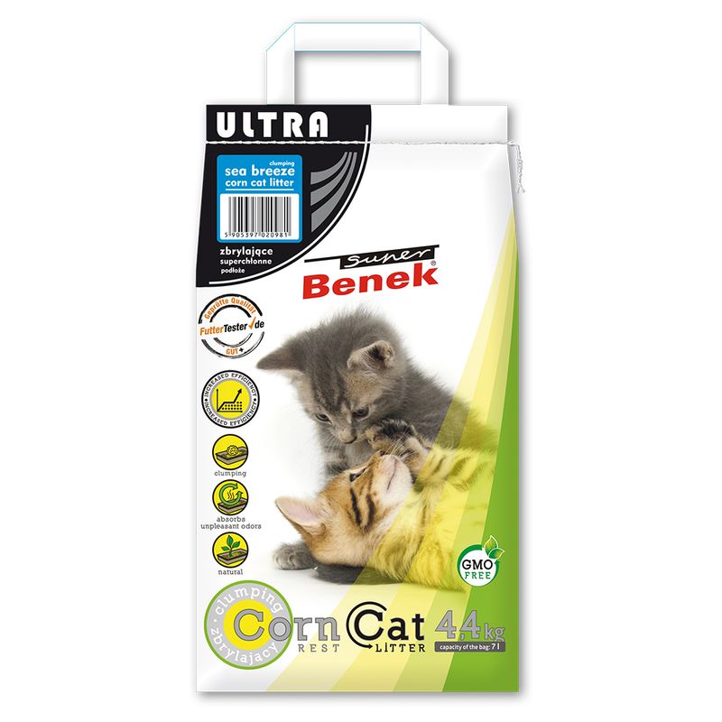Super Benek Corn Cat Ultra, senteur brise marine pour chat ✓ pas cher