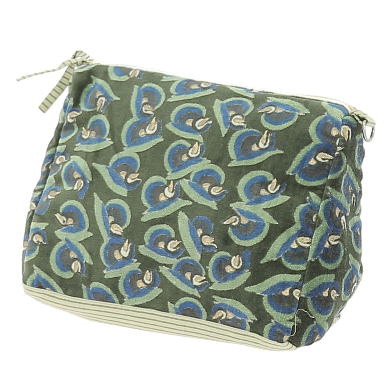 En Fil d'Indienne Trousse de toilette Art Déco olive - 18x26x12 cm