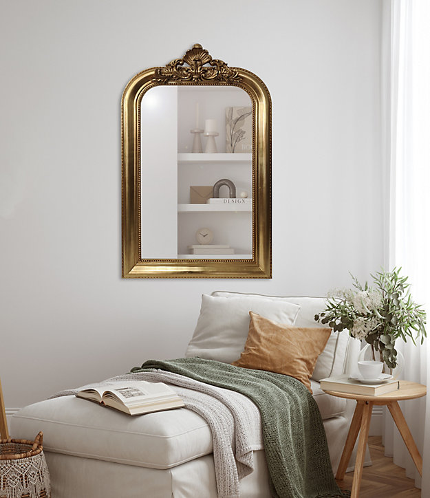 Miroir rectangulaire style vintage effet brillant doré Victoire L.66 x H.110 x ep.10 cm