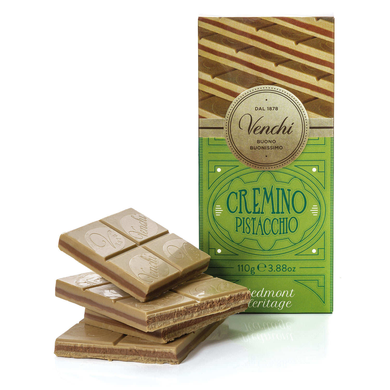 Tablette chocolat pistache et gianduja - cremino pistaches