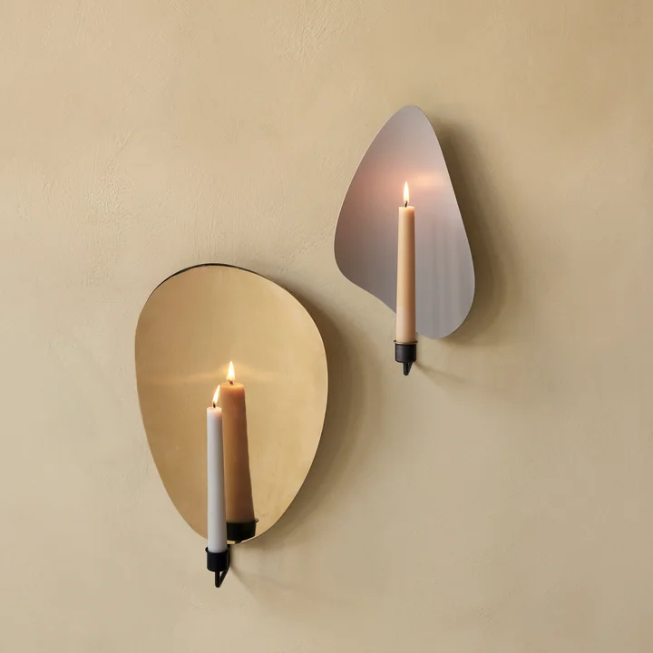 Audo - Flambeau Wandkerzenhalter, H 40 cm, grau / Messing bronziert