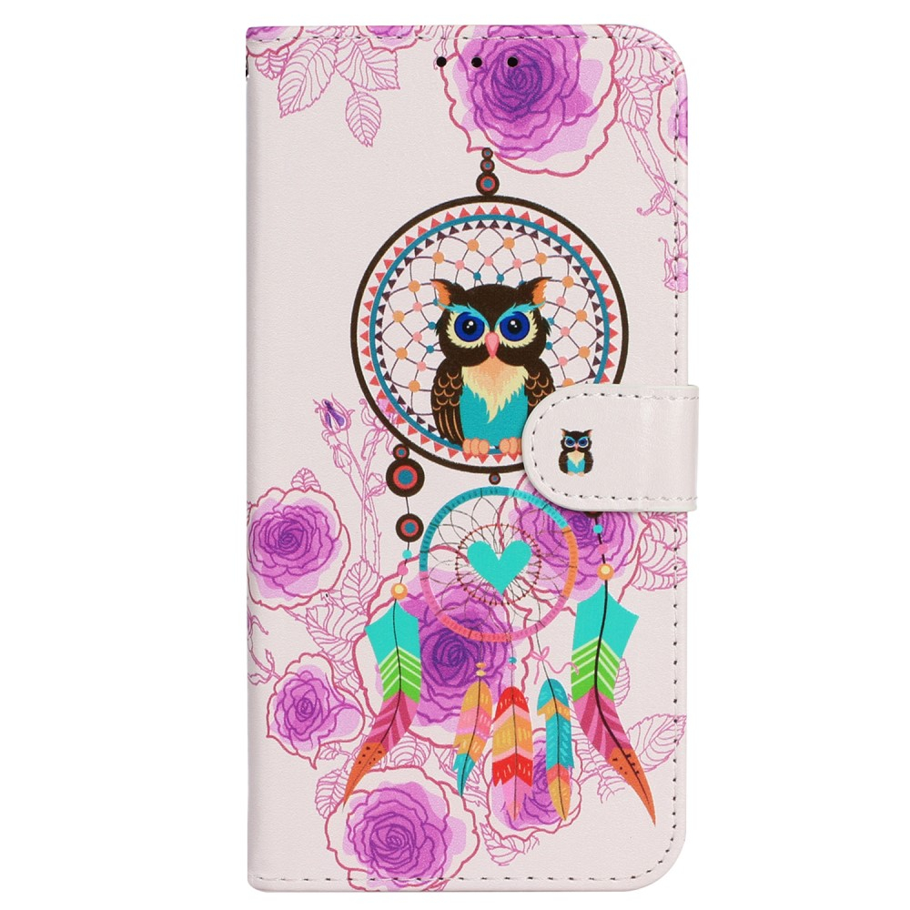 iPhone 16 Leder Tasche mit Kartenfächer - Dreamcatcher Owl
