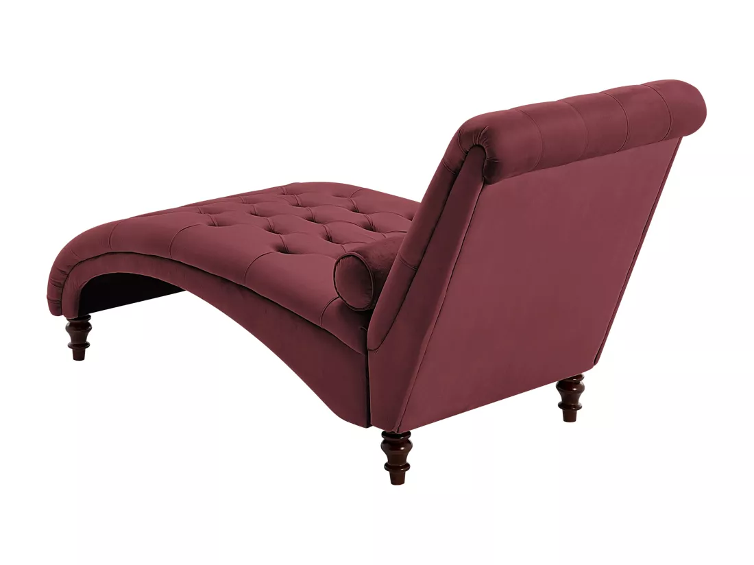 Chaise longue en velours bordeaux MURET