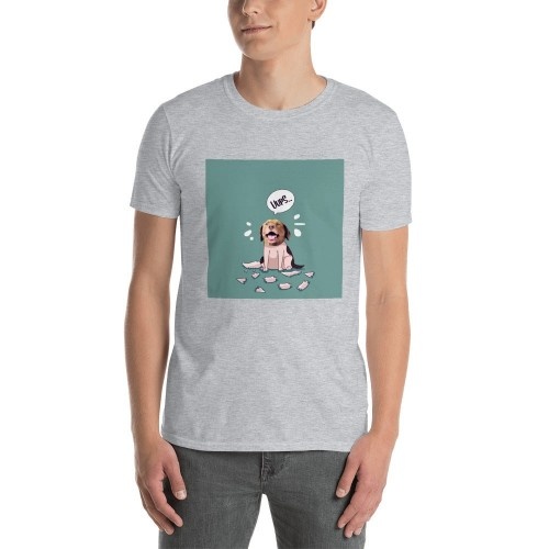 Camiseta masculina Mascochula, personalizada com seu animal de estimação, cinza.