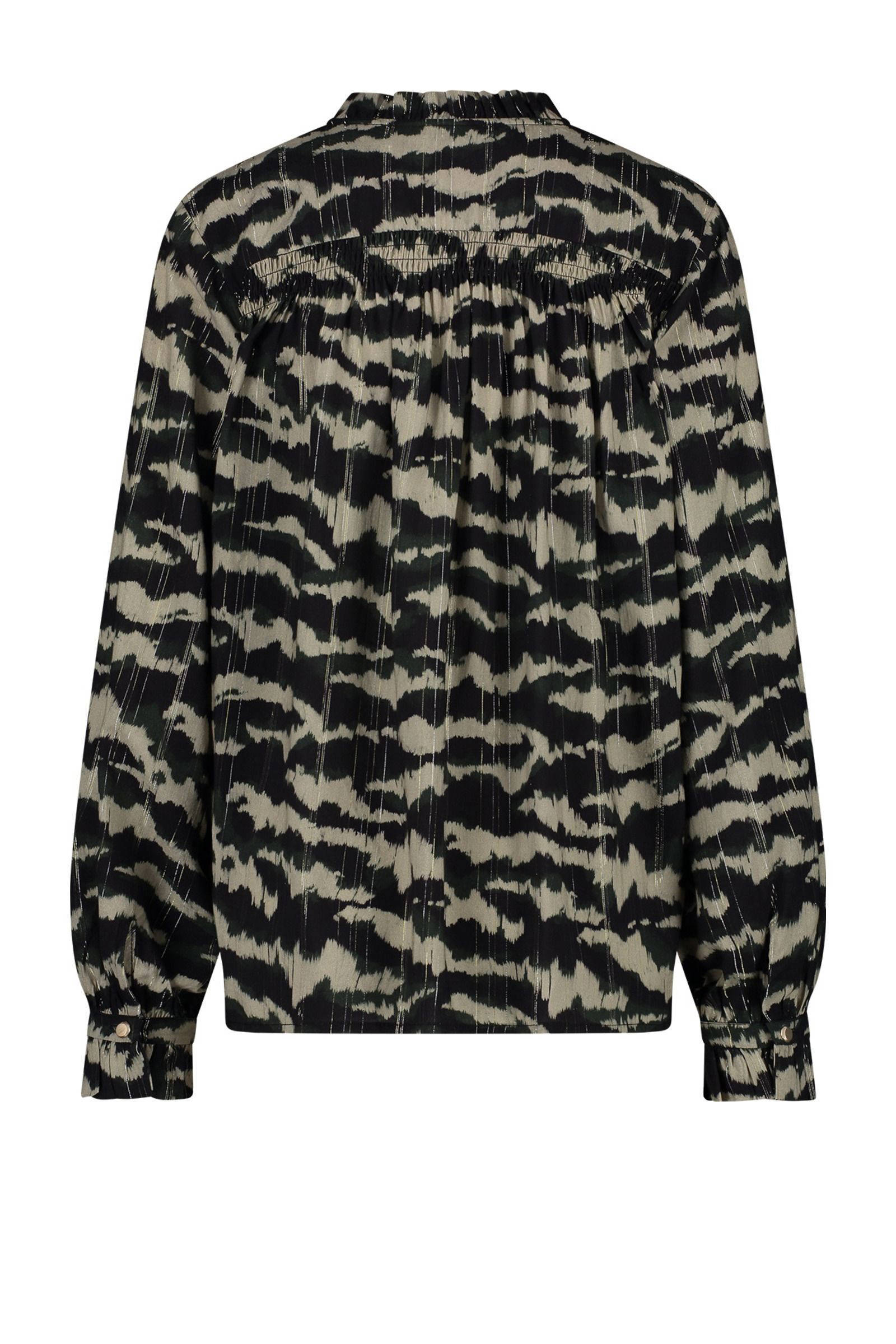 NUKUS blouse Jenna met zebraprint zwart/ beige