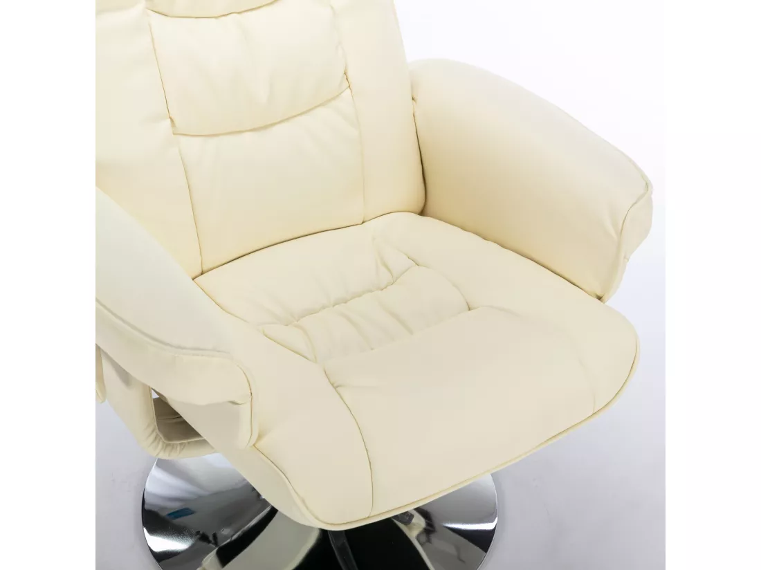 Fauteuil de massage en cuir pu avec repose-pieds, beige,d79 cm×h106cm