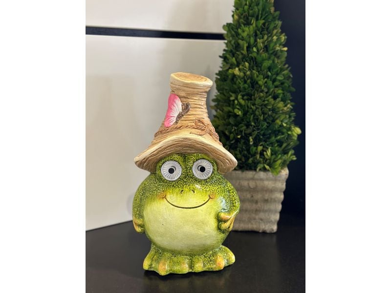 Dameco Solar Figur Frosch Grün LED Solar Figur mit Hut