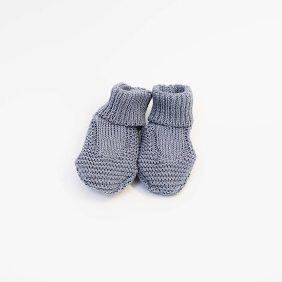 Chaussons Tricot Petits Chats   Bleu Orage        de               La Manufacture de Layette