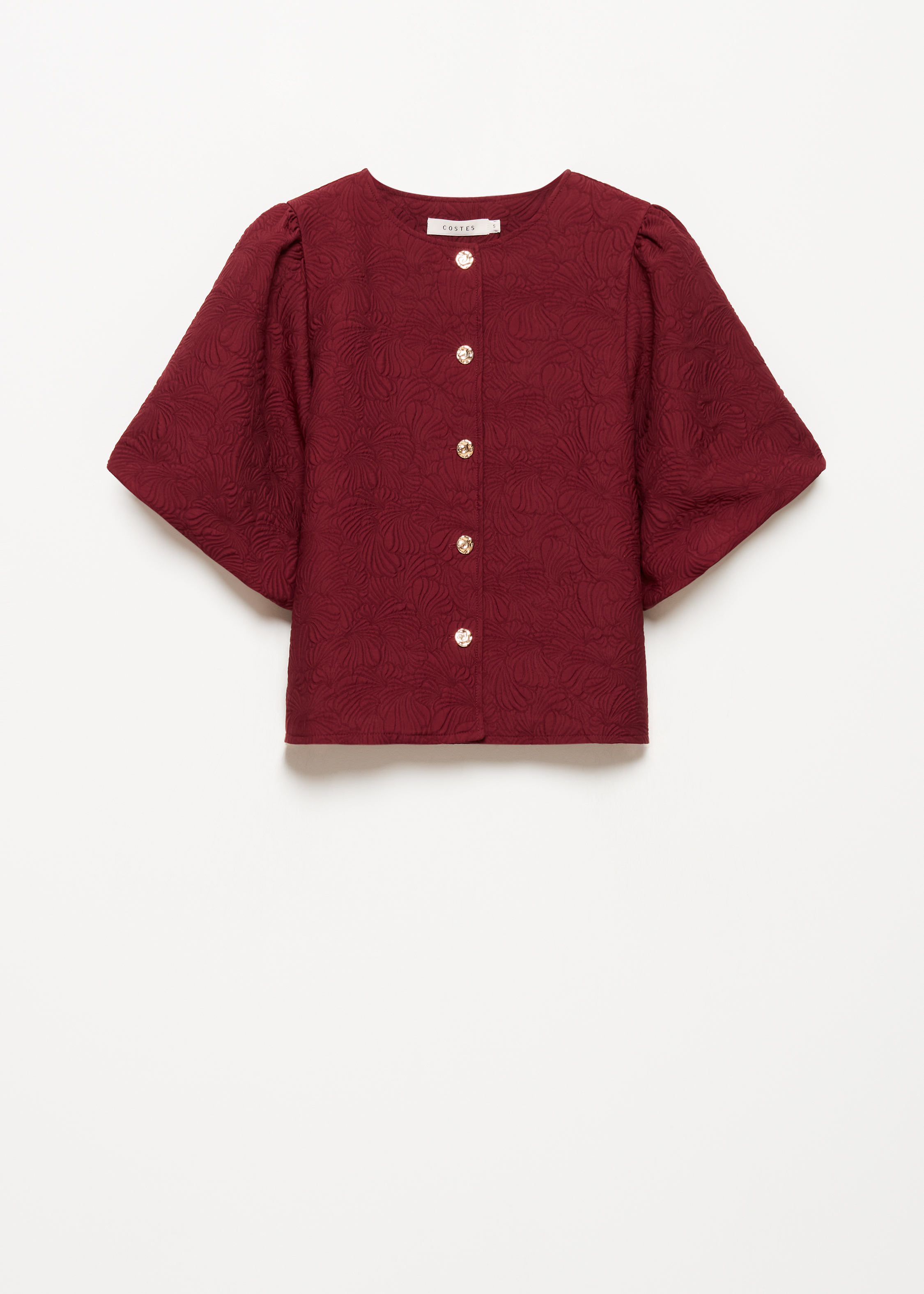 Jacquard blouse met pofmouwen