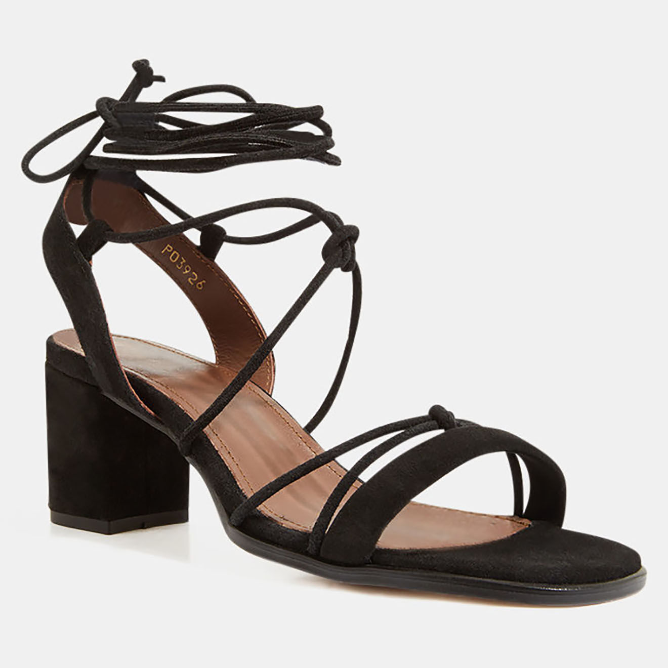 Alohas Sandales en Velours de Cuir Sophie noires - talon 7 cm