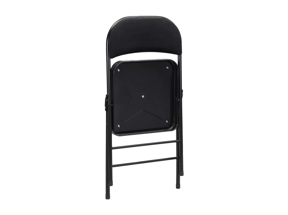 Lot de 2 chaises pliantes en velours et métal - Noir - ORTENSIA