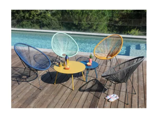 Table basse jardin ronde en acier Rio 70 cm