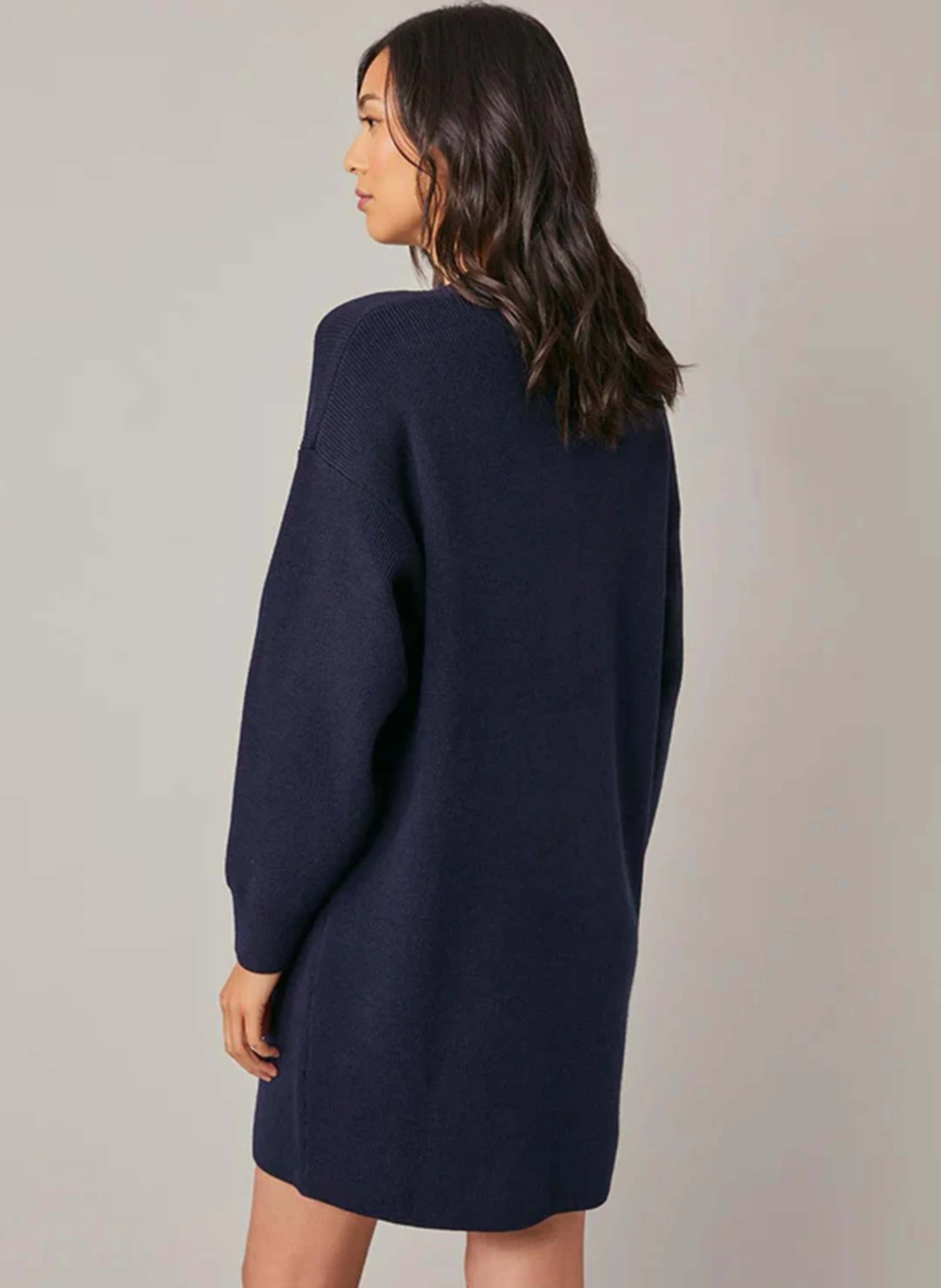 ENOIS - Robe pull courte en laine mélangée | Bleu