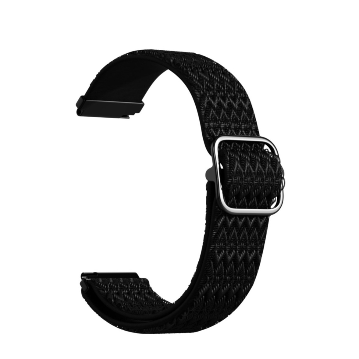 Samsung Galaxy Watch 42mm / Watch Active 2 / Watch Active / Gear Sport Elastisches Nylon Gummi Armband (Gelenkumfang: 160-230mm) - Schwarz