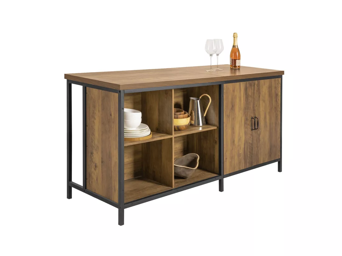 Placard De Cuisine Buffet De Rangement Armoire De Cuisine Avec 2 Portes, 4 Compartiments, Knl01-f