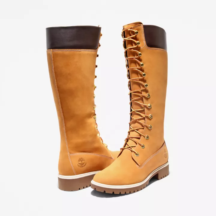Bota Timberland Premium de 14 polegadas para mulheres na cor amarela