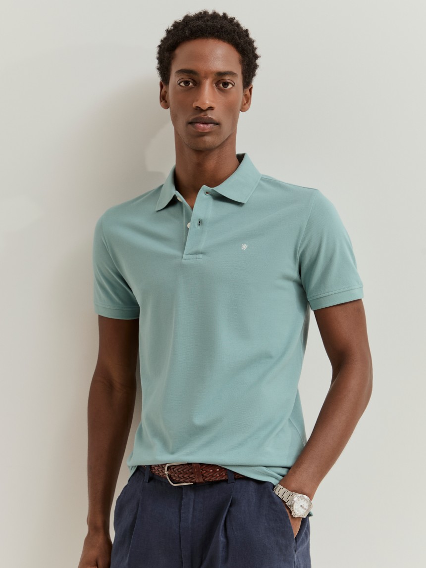 Polo piqué slim fit garment dye
