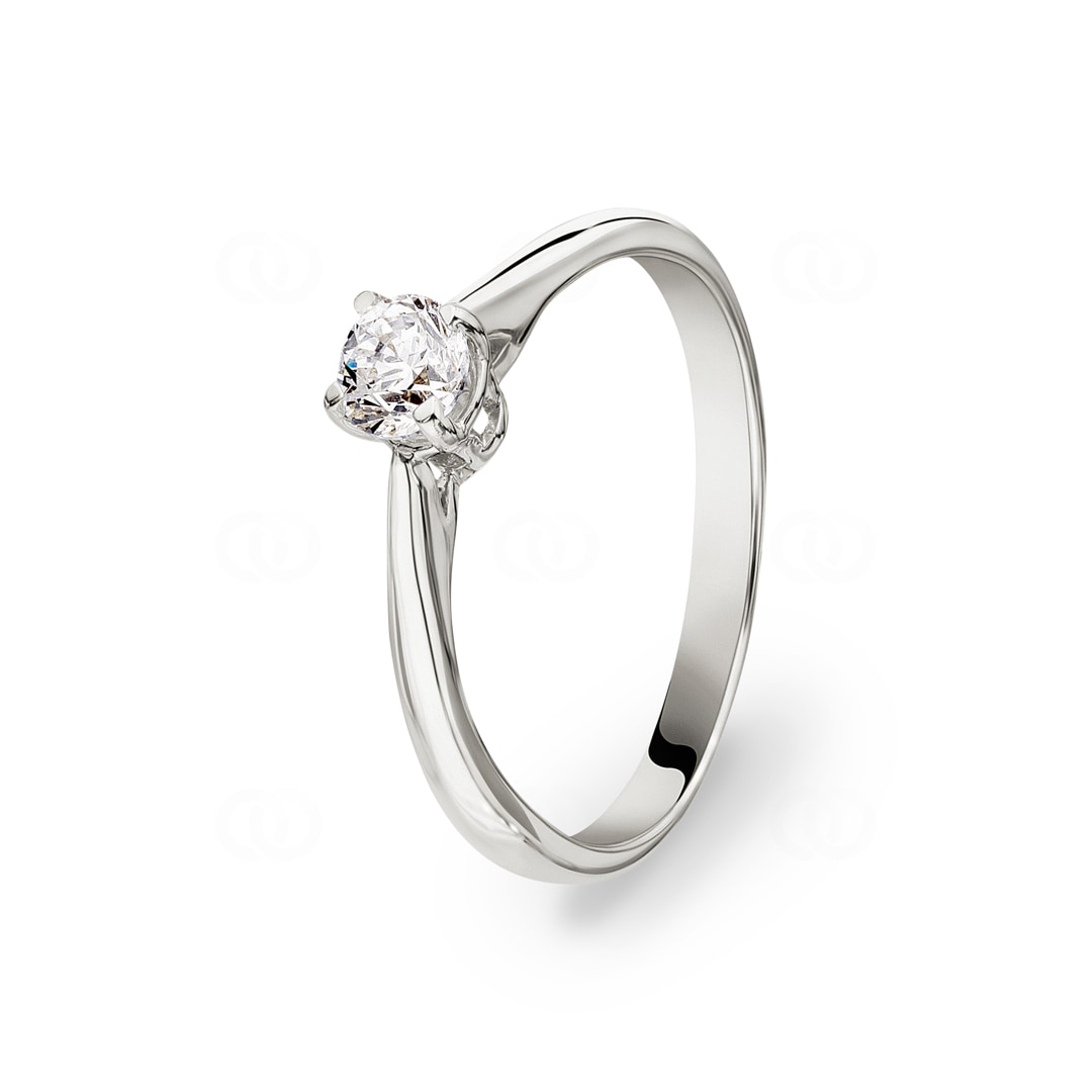 Verlobungsring 750/18 K Weissgold mit Diamant 0.30 ct H/si