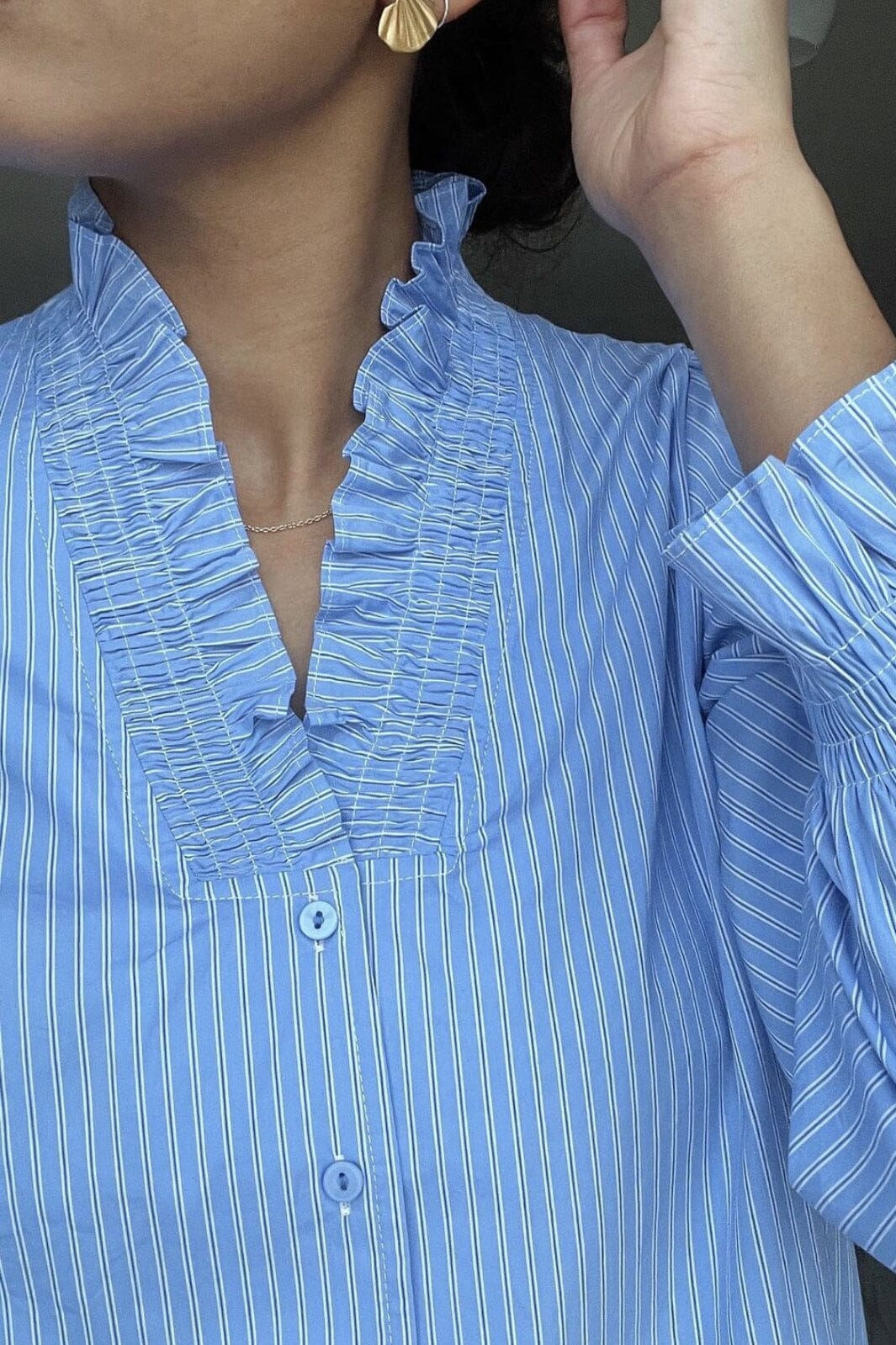 Neo Noir Brielle Stripe Shirt light blue