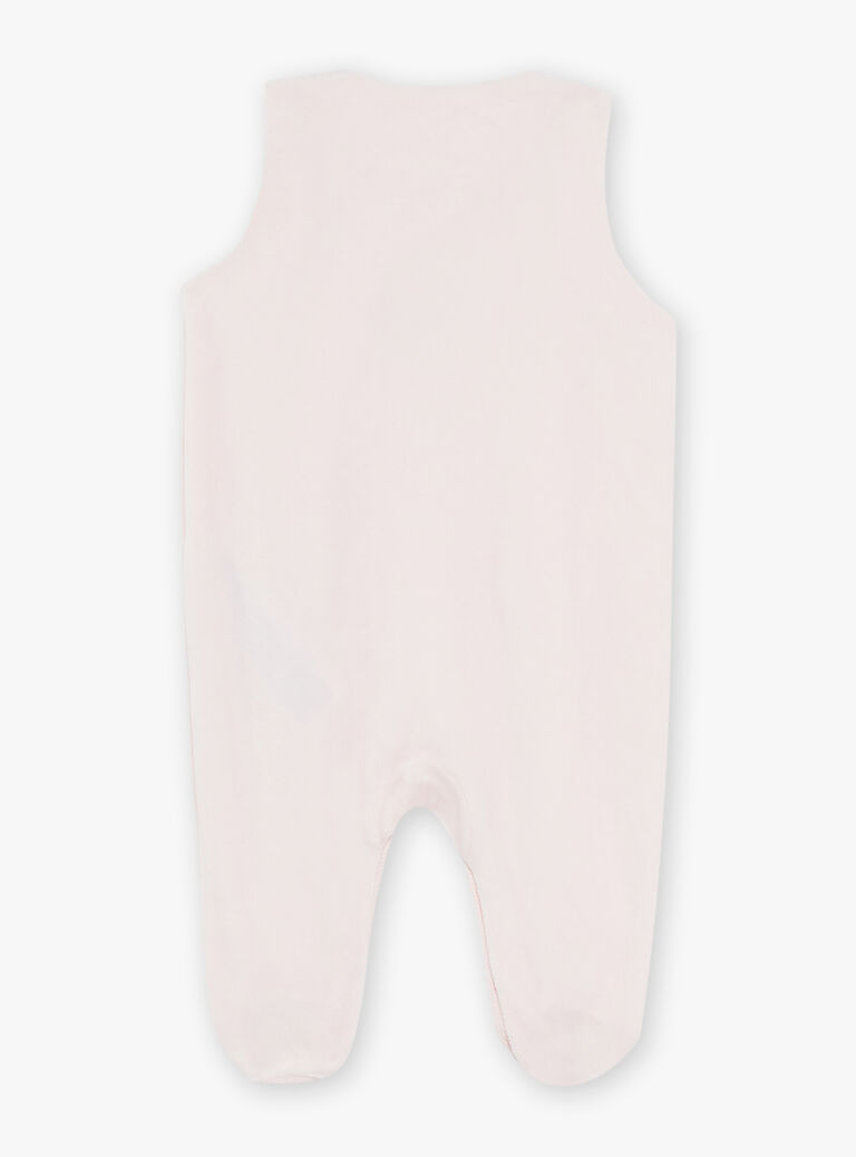 Ensemble grenouillère et gilet rose clair à fleurs