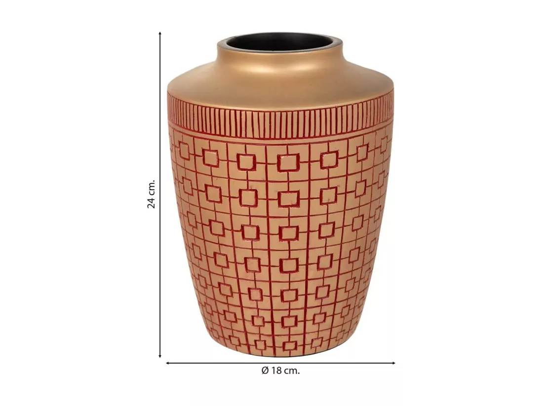 Vase en polyrésine rouge 18x18x24h