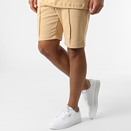 Ensemble Tee Shirt Et Short Jogging LL607 Camel