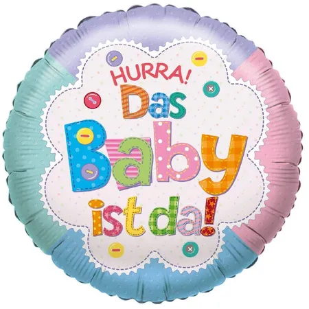 Karaloon Folienballon Hurra! Das Baby ist da!