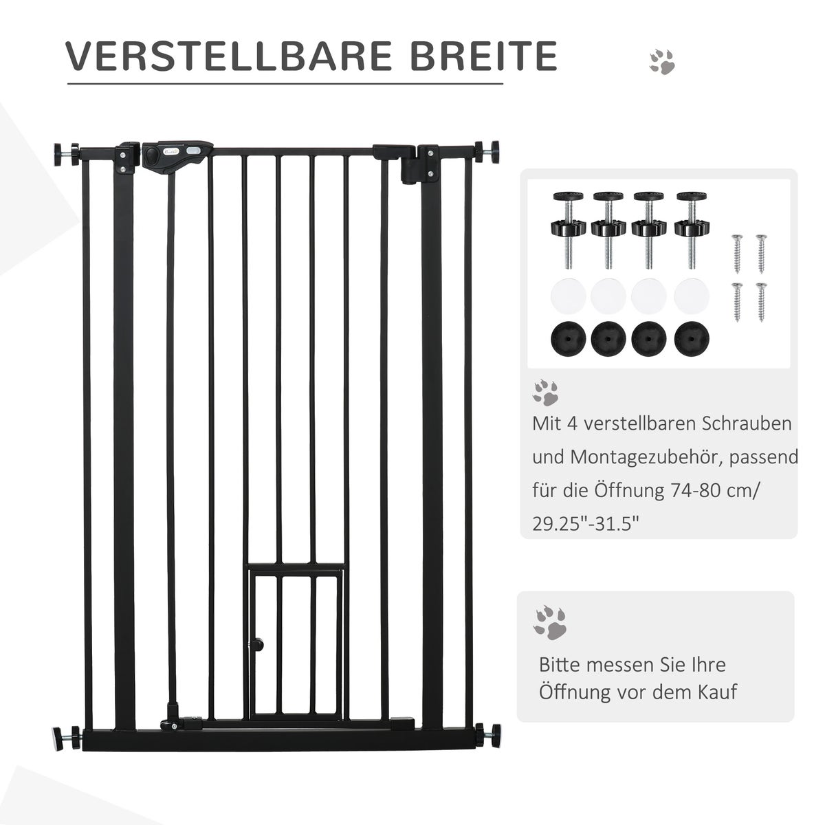 PawHut veiligheidshek, 74-80L x 3,5B x 104,1H cm, staal, kunststof, zwart
