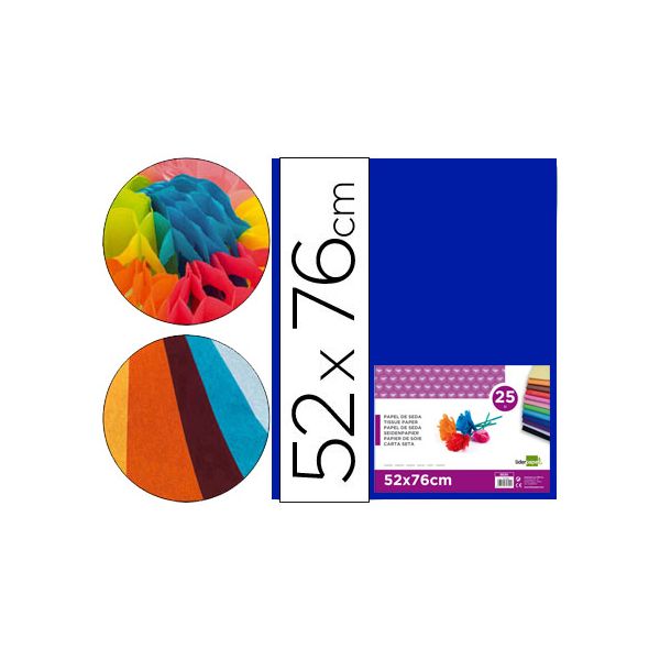 LiderPapel Papel Seda 52x76cm 18g Azul 25Fls