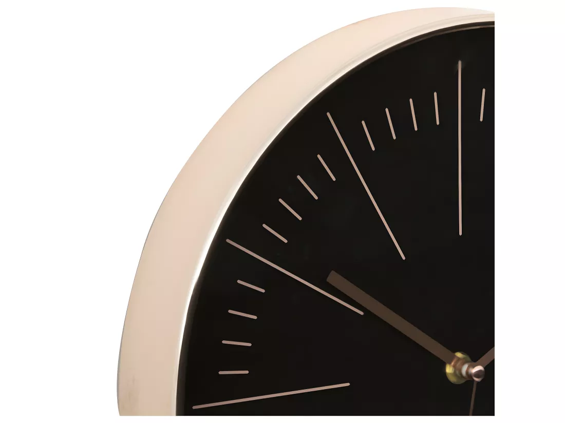 Pendule murale moderne bicolore Noir et Cuivre D 30 cm