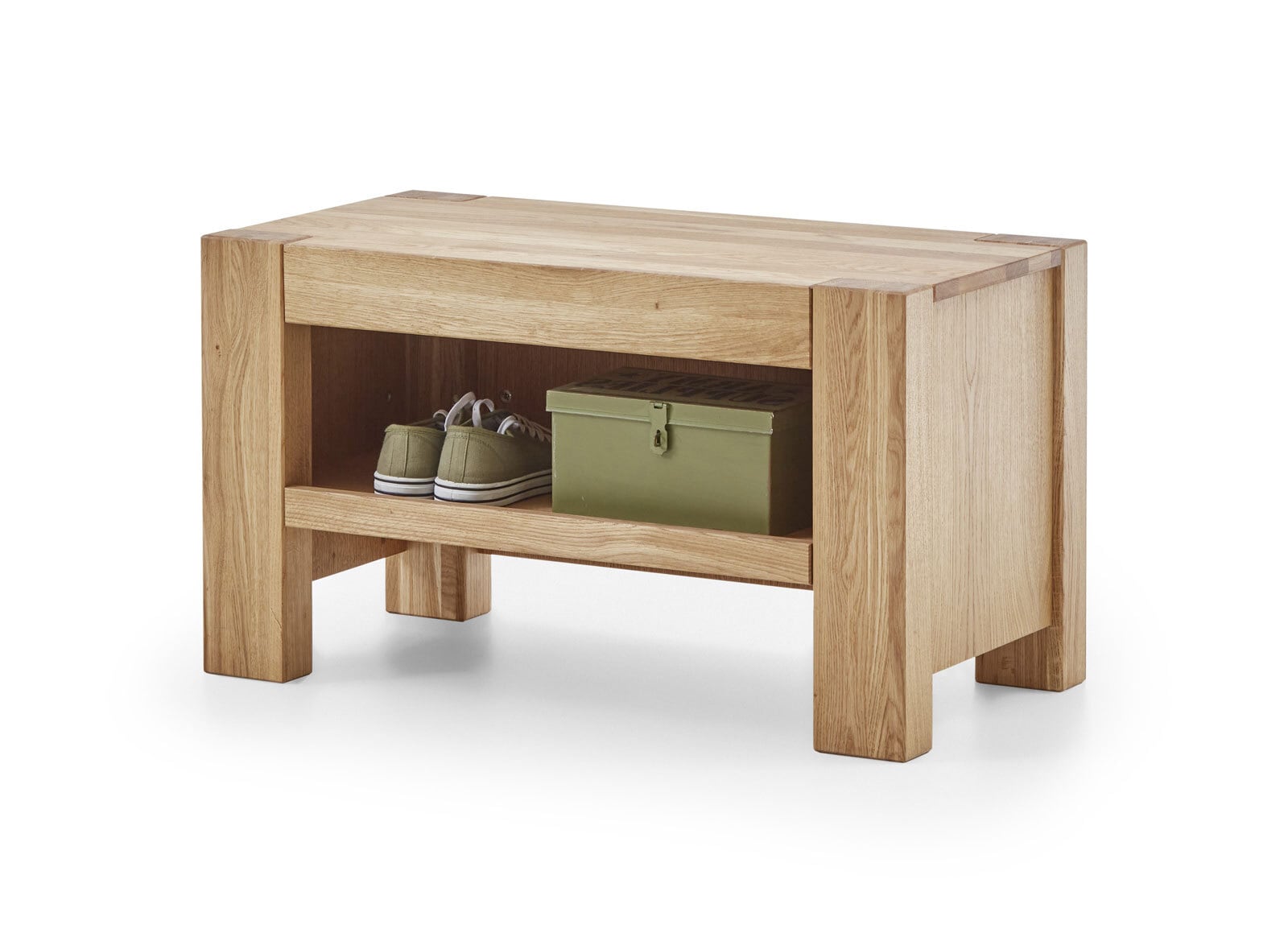Garderobenbank Juria 80 x 46 cm Eiche massiv/Eiche-Dekor