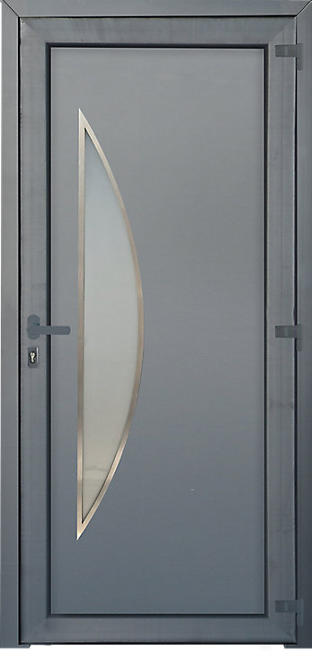 Porte d'entrée FORTIA pvc anthracite RAL 7016 Hermoso 96 x h.218 cm poussant gauche