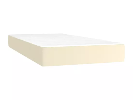 Sommier tapissier avec matelas Crème 100x200cm Similicuir