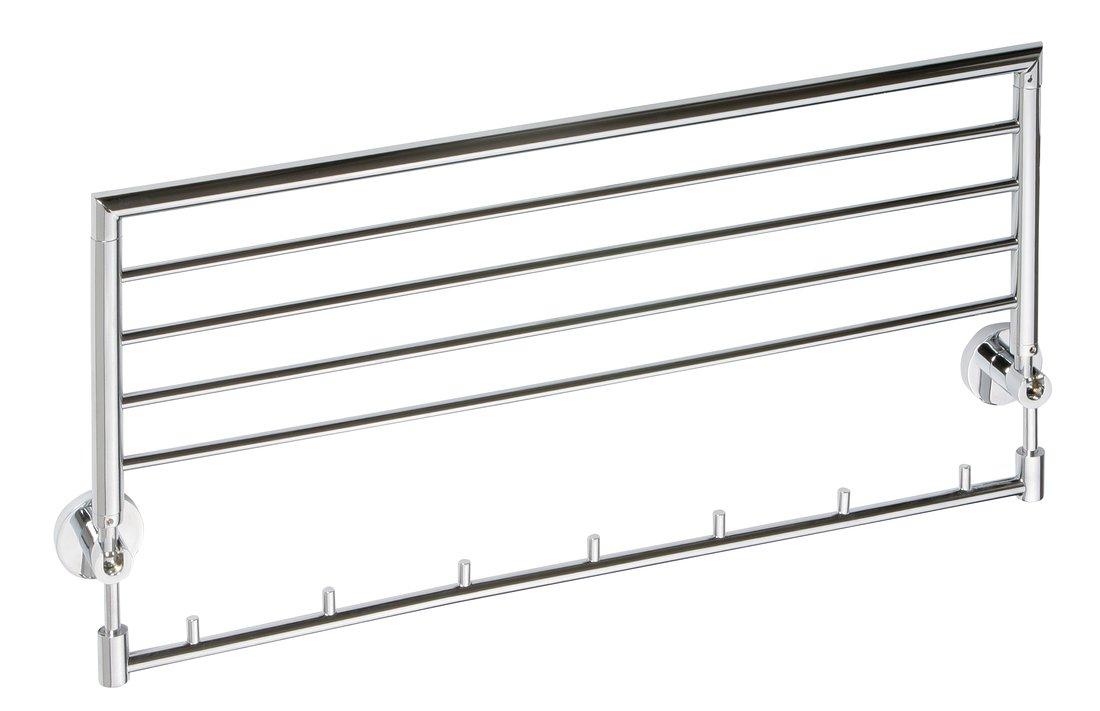 Sapho X-Round opklapbaar handdoekenrek met haakjes 65cm chroom