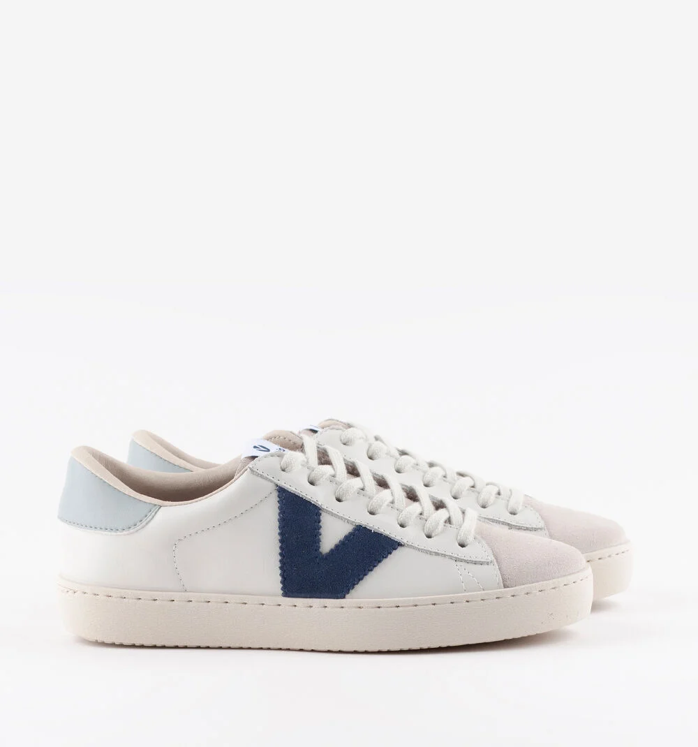 BERLÍN CUIR & CUIR FENDU Baskets blanches unisexes en cuir AZUL