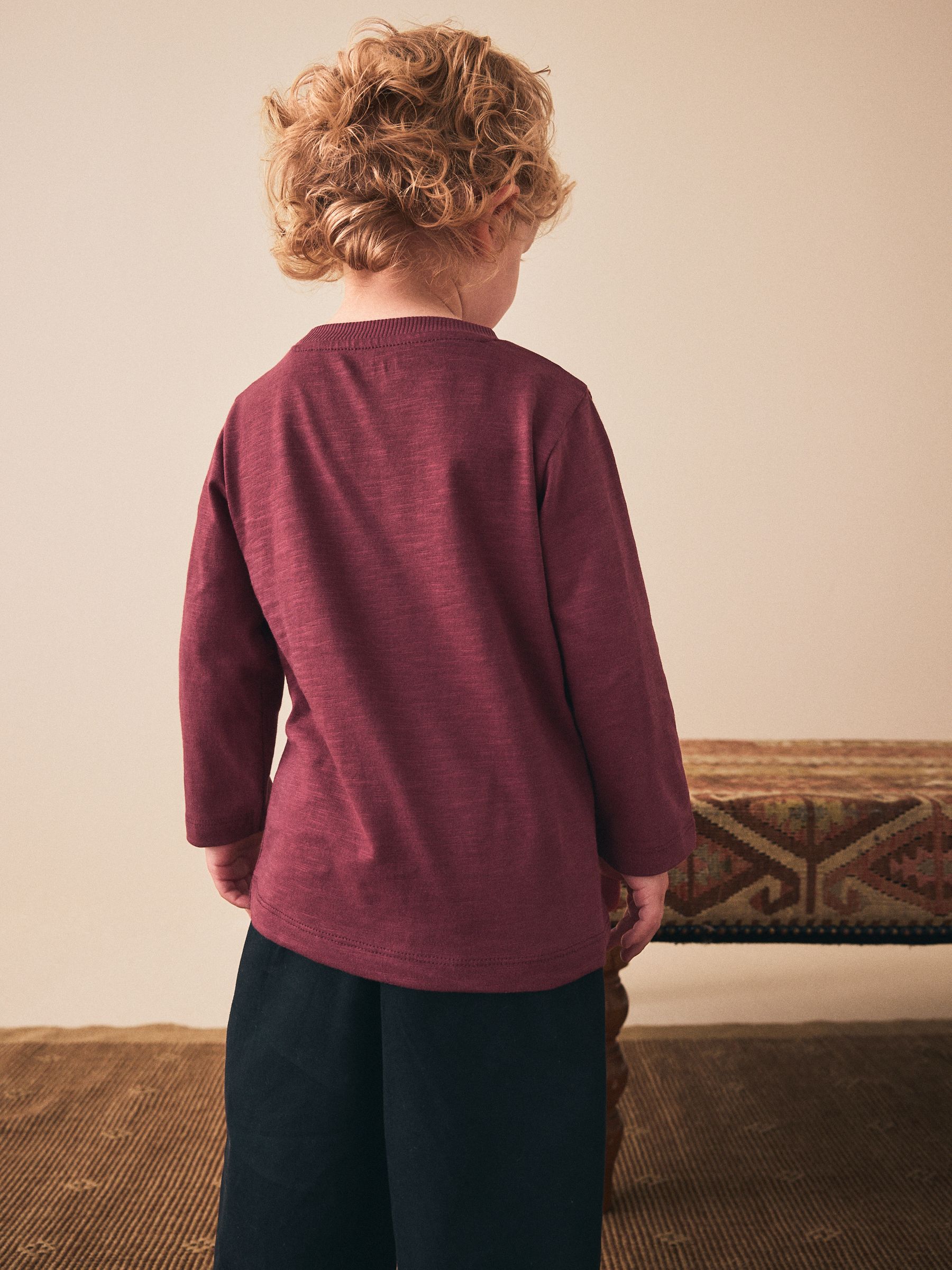 Berry Rood Auto - T-shirt met applicatie en lange mouwen (3 mnd-7 jr)