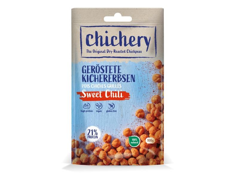 Chichery Geröstete Kichererbsen Sweet Chili 100 g Knackiger Kichererbsensnack