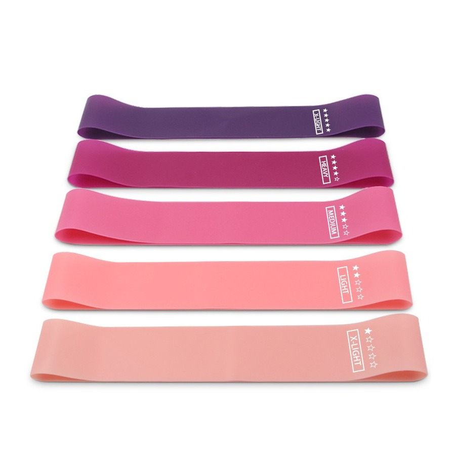 (5er Set) Gummi Fitness Übungsbänder / Widerstandsbänder / Gymnastikbänder für Training / Yoga / Pilates - Pink